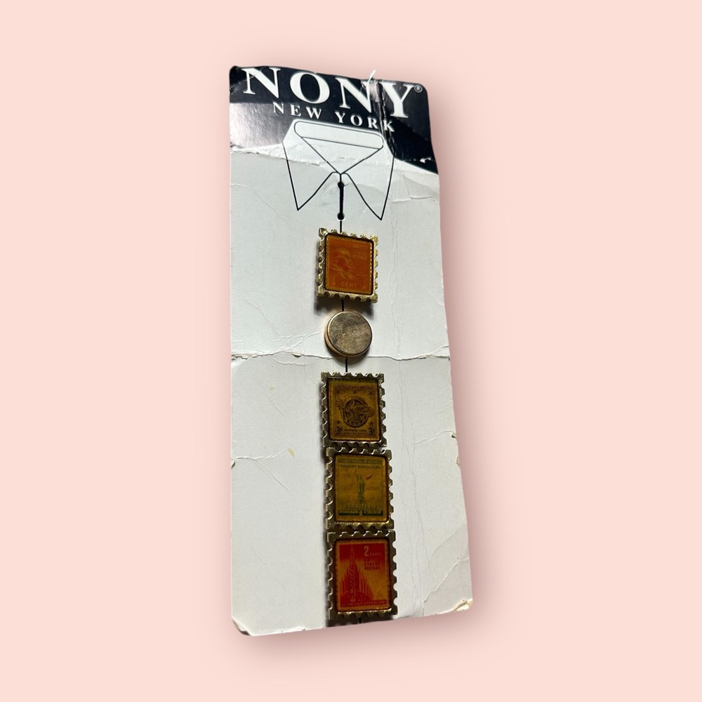 Vintage Nony New York Vintage Tie Clips Postage Stamp Design